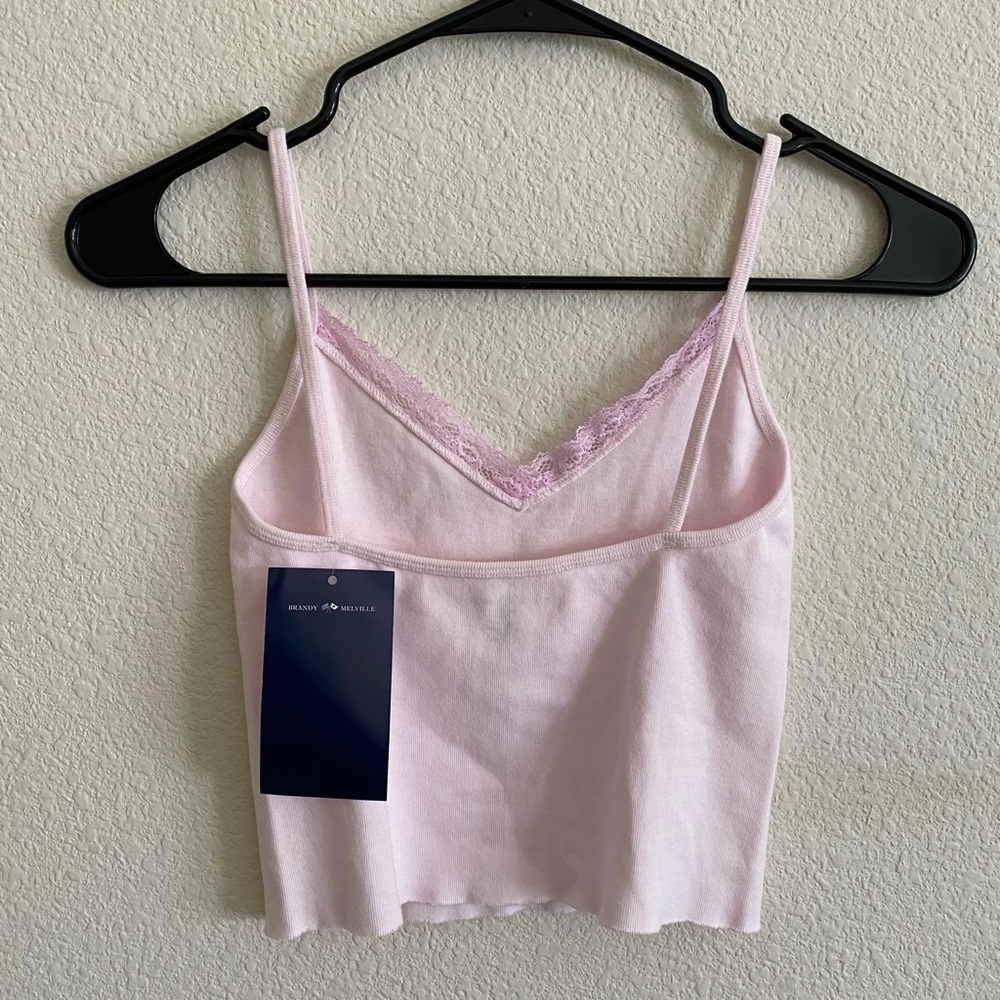 Brandy Melville light pink Nicolette lace tank top - Picture 4 of 6